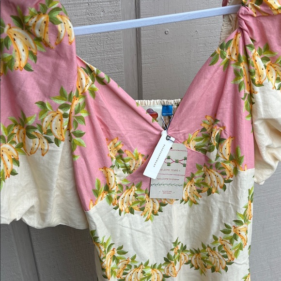 Farm Rio x Anthropologie V-Neck Puff-Sleeve Linen Blend Romper - Picture 5 of 15